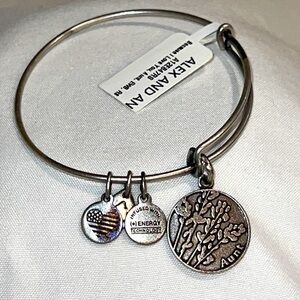 Alex and Ani Silver Tone Aunt Charm Expandable Bracelet